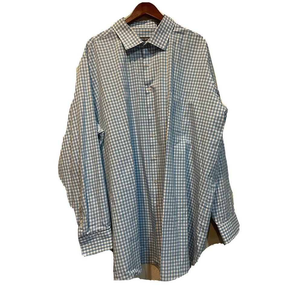 Geoffrey Beene Tall 20 37/38 Blue White Flannel Pattern 55% Cotton 45% Polyester